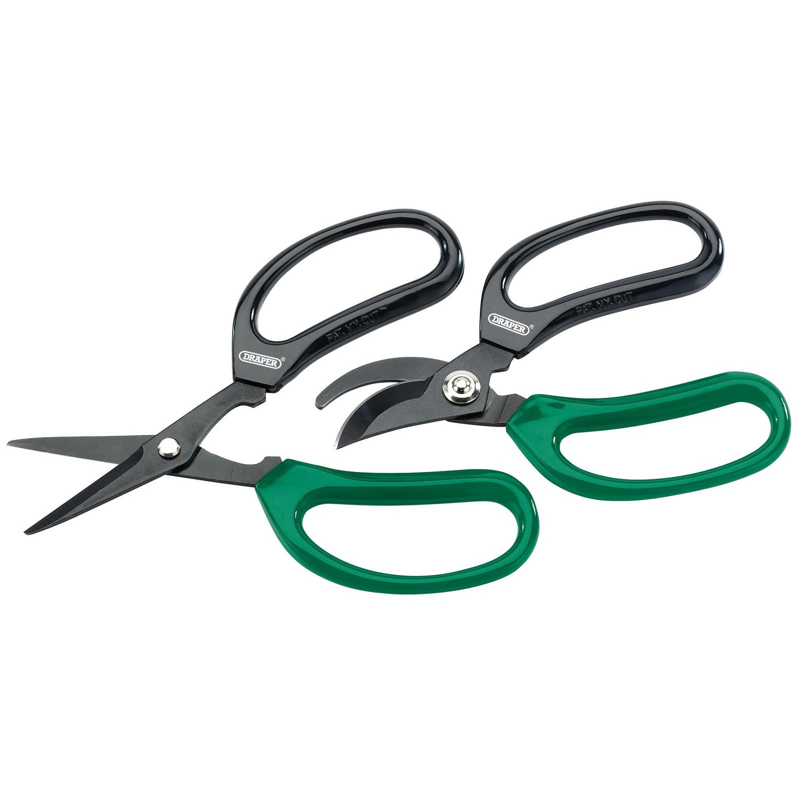 Draper Garden Scissor Set-2 Piece | Soft Grip | 165mm Straight Blade | 143mm Curved Blade | Gardening Hand Tools | Cutter Pruner | Pruning Tool | 18299