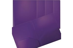 Better Office Products Heavyweight Plastic 2 Pocket Portfolio Folder, Letter Size Poly Folders 24 Pack (Purple)