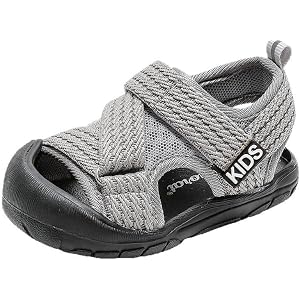Toddler Boys Summer Sandals, Mesh Breathable Non-Slip Soft Sole First Walker Shoes Kids Casual Beach Sandals(Grey) (2)