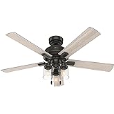 Hunter 52 inch Indoor Ceiling Fan with LED Lights - Bronze Ceiling Fan with Pull Chain, For Bedroom, Living Room, or Kitchen,