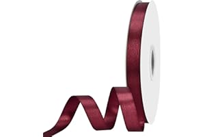 Maclemon 5/8 inch Wide 100 Yards Double Face Burgundy Satin Ribbon Fabric Ribbon for Gift Wrapping Very Suitable for Weddings Decoration Bouquet Balloons Arts Craft Sewing Hair Bow Invitation