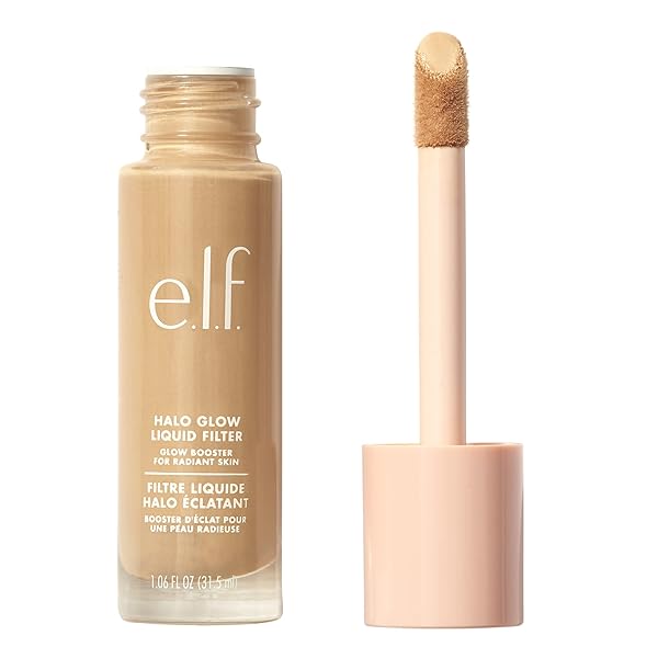 E.L.F. HALO GLOW LIQUID FILTER, COMPLEXION BOOSTER FOR A GLOWING, SOFT-FOCUS LOOK, INFUSED WITH HYALURONIC ACID, VEGAN & CRUELTY-FREE, 5 MEDIUM/TAN