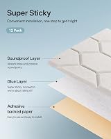 Soundsbay Self-Adhesive Acoustic Panels 12 Pack 30x30x0.9 cm High Density view 5