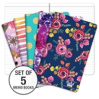Pocket Notebook/Pocket Journal - 5"x8" - Assorted Patterns - Lined Memo Field Note Book - Pack of 5