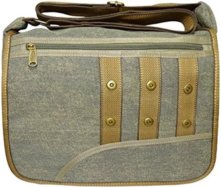 Canaland Vintage Retro Canvas Crossbody Bag Shoulder Bag Messenger Work &amp; School Bag Travel Hiking Bag Outdoor Everyday Pack Multi-Pocket (Army Green 80177)