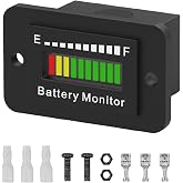 LED Battery Level Indicator, Universal Golf Cart Battery Meter Support 12V 24V 36V 48V 60V 72V Battery Monitor Lithium Battery Lead Acid Battery Fuel Gauge Meter for Ezgo Go Club Car