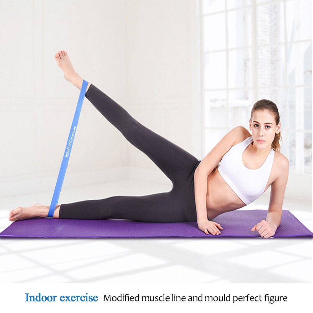 Benefast Resistance Bands, Exercise Bands Set of 6 with Different Strength levels, for Workout, Home Fitness, Stretching, Yoga, Pilates, Rehab, Physical Therapy
