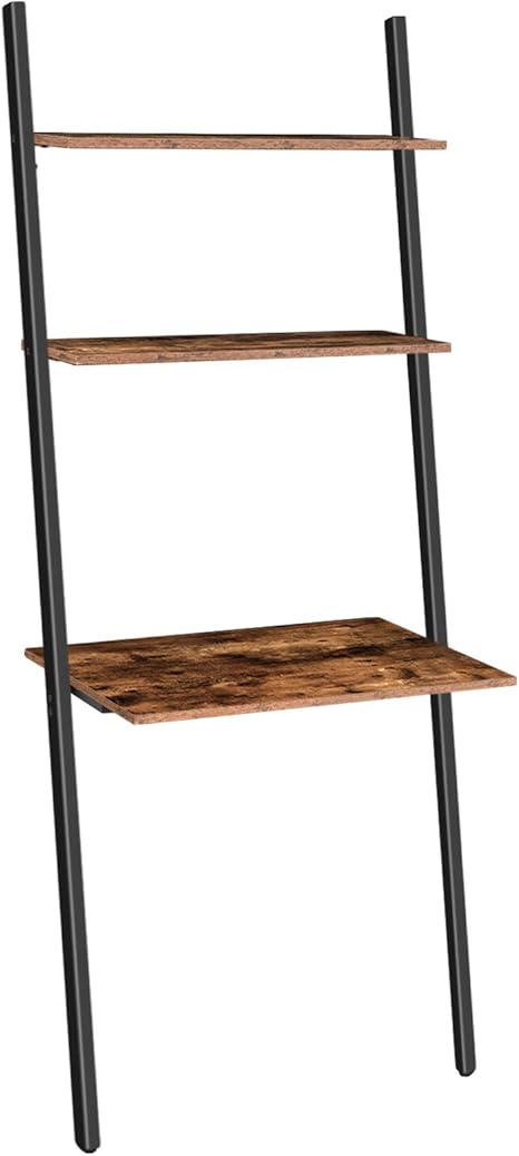 Amazon Com Hoobro Ladder Computer Desk Small Home Office Writing Desk With Bookshelf Industrial Ladder Shelf Sturdy Metal Frame Space Saving Workstation Easy Assembly Rustic Brown Bf72dn01 Kitchen Dining