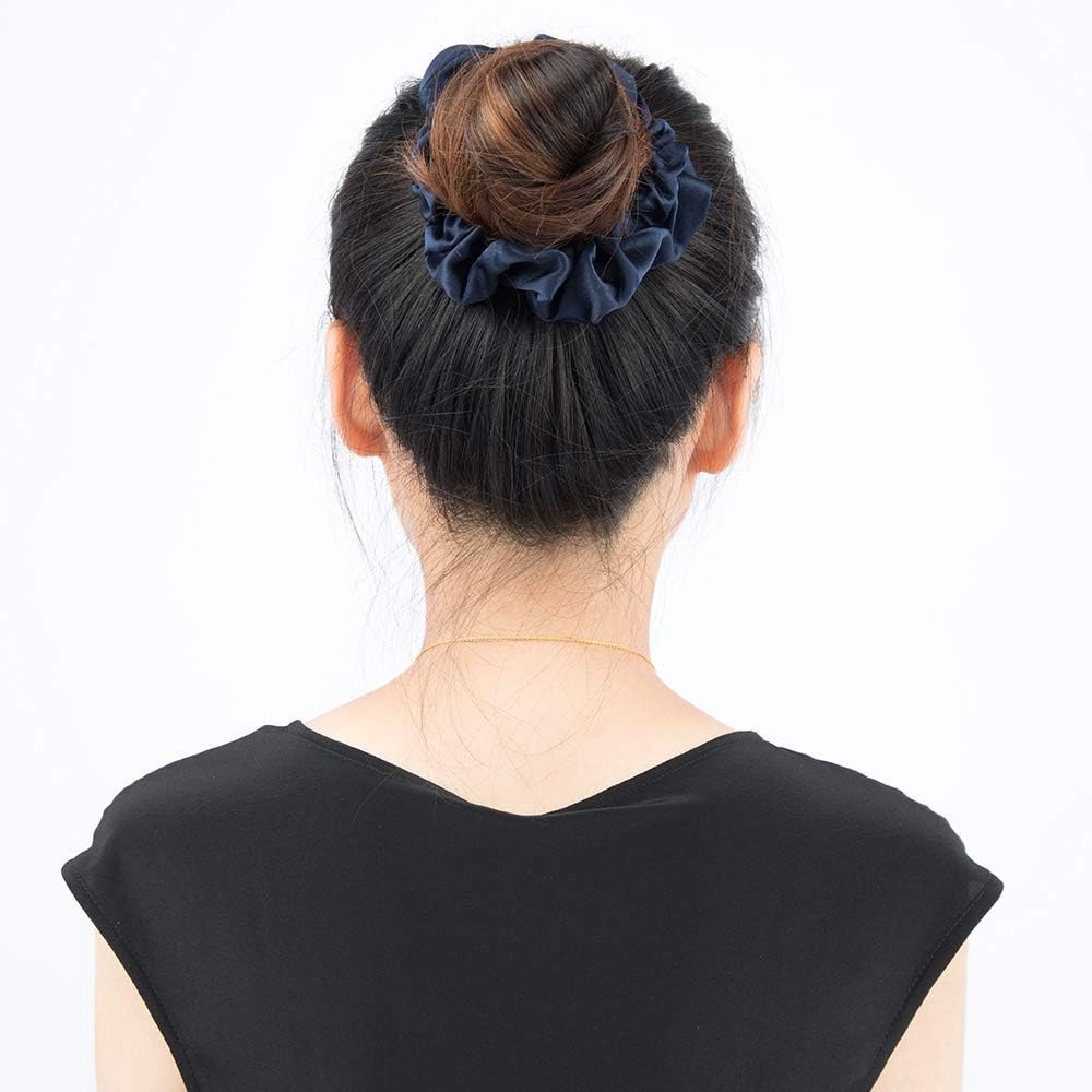 LILYSILK Women's 100% Silk Hair Scrunchies Ladies Elastic Hair Tie Bobbles Ponytail Holders for All Hair Type and Conditions and Preventing Hair Frizz Breakage Loss,Navy Blue 2pcs - Image 5