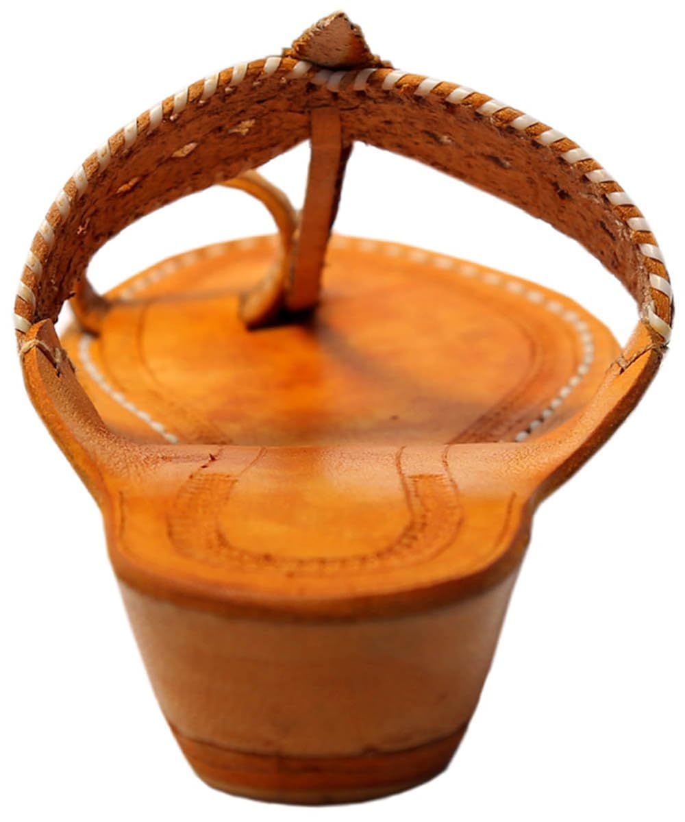 ekolhapuri handmade authentic genuine leather attractive light yellow platform heel ladies chappal