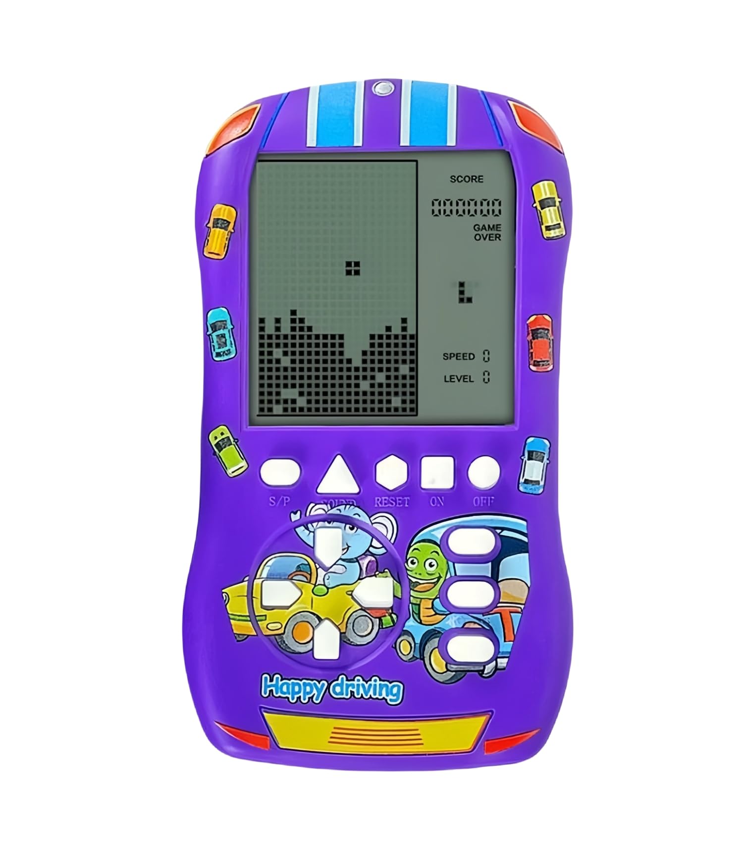 HLF Sports Car Appearance Block Game Console Big screen built-in 23 Brick Games 824 Modes Adjustable Speed/difficulty 70s/80s/90s Handheld Game Decice Kids/Teens/Birthdays (Purple)