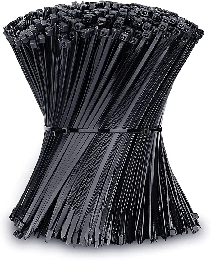Black Cable Ties, 300mm x 4.8mm, Pack of 100, 12" Premium Nylon Zip Ties Multi-Purpose Plastic Tie Wraps Secure Self-Locking Mechanism for Home, Garden, Office and DIY by AAN