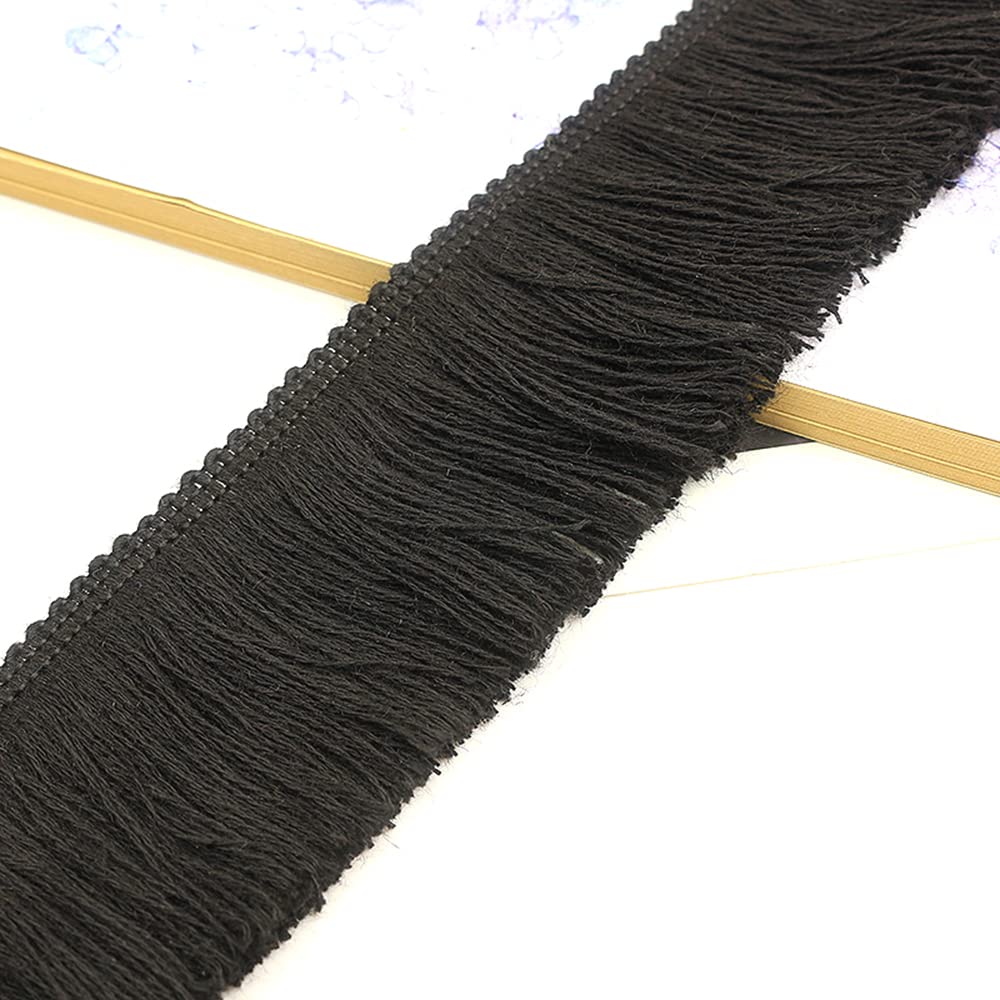 3 Metres 5 cm Tassel Fringe Trim Cut Fringe Decorative Ribbon Decorative Border Dance Fringe Sewing Accessories for Clothes,Costumes,DIY Sewing,Curtains,Tablecloths,Table Runners,Decoration,Black