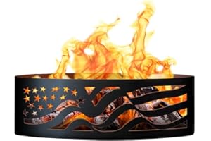 Q QUALITY BRAND COMPANY PD Metals AF01248 American Flag Unpainted 12 in. Tall 48 in. Diameter Outdoor Fire Ring - 48 x 48 x 12 in. - Rustic Black Color