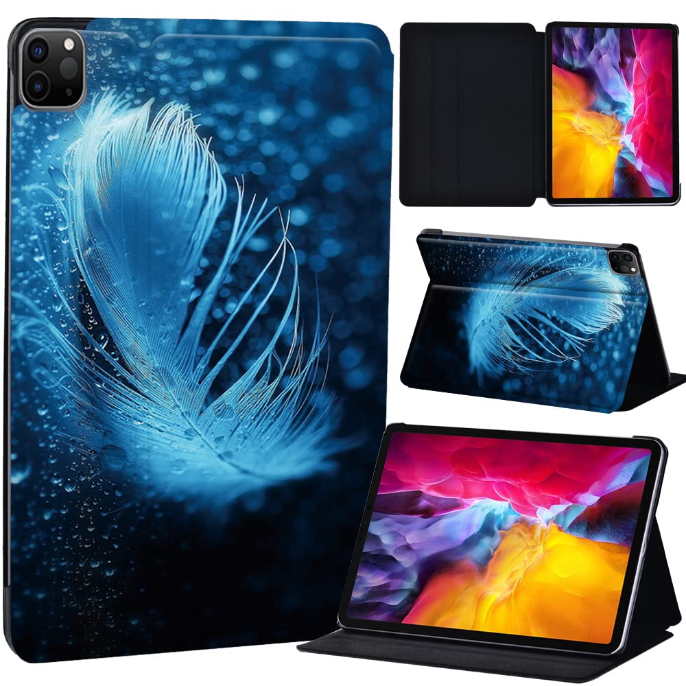 PU Leather + hard shell Ultra slim lightweight Folio Flip Tablet Stand Smart Cover Case Fit iPad Air 4 10.9" (2020) / iPad Pro 11" (2018 2020 2021) (raindrop feather)