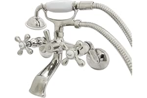 Kingston Brass KS266PN Kingston Clawfoot Tub Faucet, 7-3/16" Spout Reach, Polished Nickel