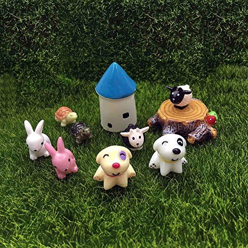 YANDOHA Miniature Ornaments Kit Set Mini Figure DIY Fairy Garden Dollhouse Bonsai Décor 10 Pcs