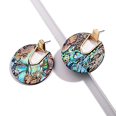 Modern Disc Abalone Shell Earrings with Gold Inside Maldives | Ubuy