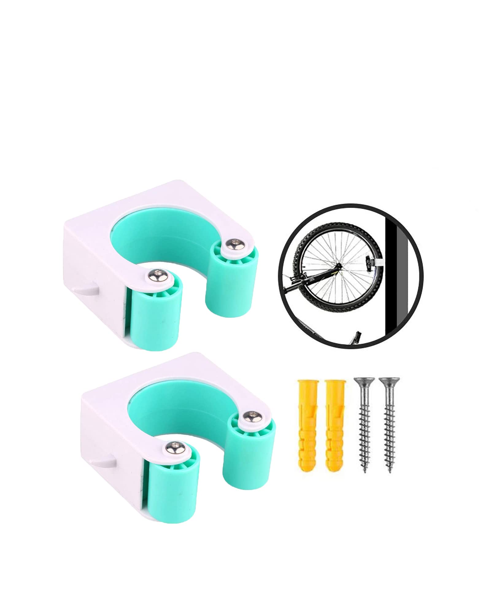 WANGCL 2PCS Mountain Bike Parking Buckle Bike Wall Mounts Suitable For Mountain Bikes Tires Width Of 1.75-2.4 Inch - Green