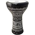 The 17'' Wave Zaza Percussion Egyptian Style Darbuka Doumbek (Black - Engraved)