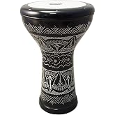 The 17'' Wave Zaza Percussion Egyptian Style Darbuka Doumbek (Black - Engraved)