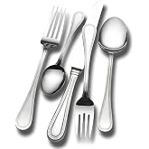 Wallace Continental Bead 65-Piece 18/10 Flatware Set | Complete Service for 12, Elegant European Beaded Handles, Ideal for Everyday Meals &amp; Entertaining, Dishwasher Safe