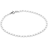 Miabella Italian 925 Sterling Silver or 18K Gold Plated 925 Sterling Silver Sparkle Mirror Link Chain Bracelet for Women, Made in Italy