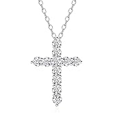 BBXBD 14k gold-plated Stainless steel Cubic Zirconia Silver Cross Necklace for Women Pendant with Chain 16"/18"+2" No Tarnish Perfect Jewelry Send Gifts box for Birthday Faith Valentine's Day