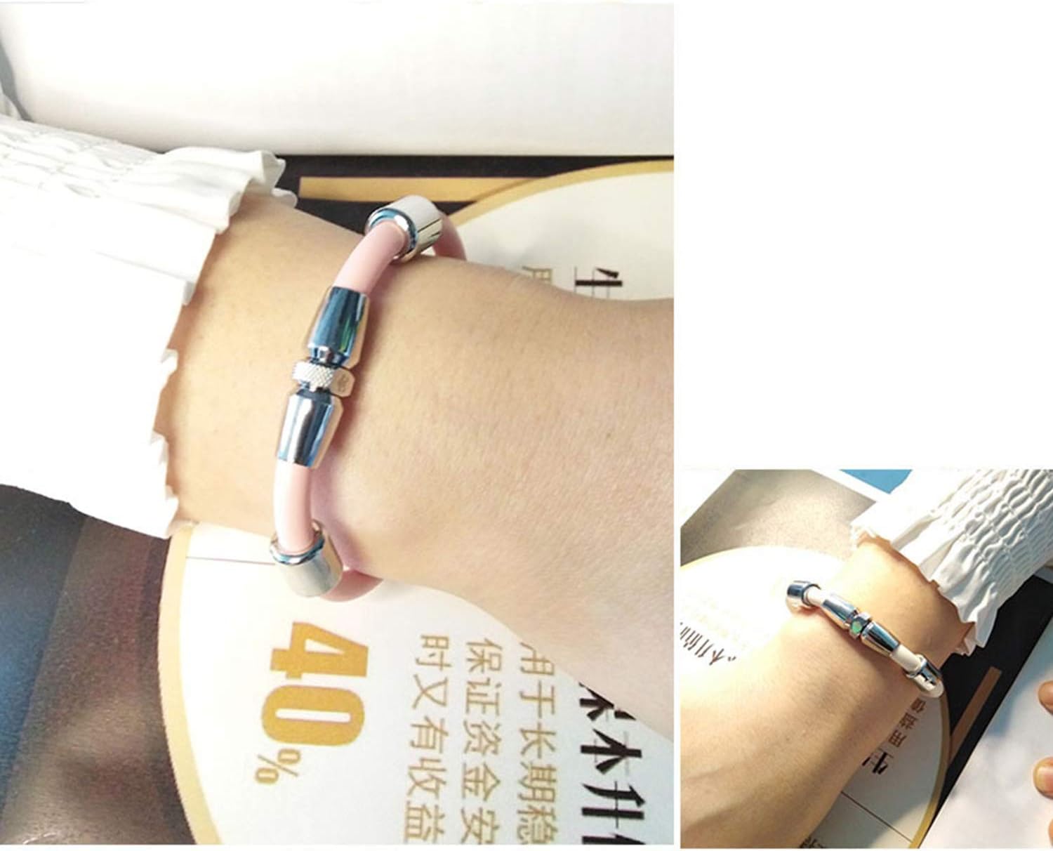 Amazon Lulufun ブレスレット 静電気除去 ブレスレット チタン 磁気 ゲルマニウム ブレスレット メンズ レディース 静電気軽減 ピンク Lulufun 磁気 チタン ゲルマニウムアクセサリー