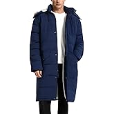 Wyeysyt Men's Long Puffer Jacket Winter Fleece Coats Warm Hooded Water Resistant Puffy Thicken Jacket