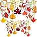 45 Pack Fall Party Swirls Hanging Foil Swirl Streamers with Foil Autumn Leaf Strings Fall Banner Tinsel Garland for Thanksgiving Halloween Birthday Bachelorette Wedding Ceiling Backdrop Decoration