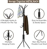 1ABOVE Metal Coat Rack with 12 Hooks, Freestanding, 67 Inch Black view 4