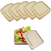 5pcs Reusable Sandwich Containers for Lunch Boxes, BPA-Free, Microwave and Dishwasher Safe, Plastic Toast-Shaped Food Storage Box with Lid for Snacks, Fruit, and Meals Ideal for Office Camping (Beige)