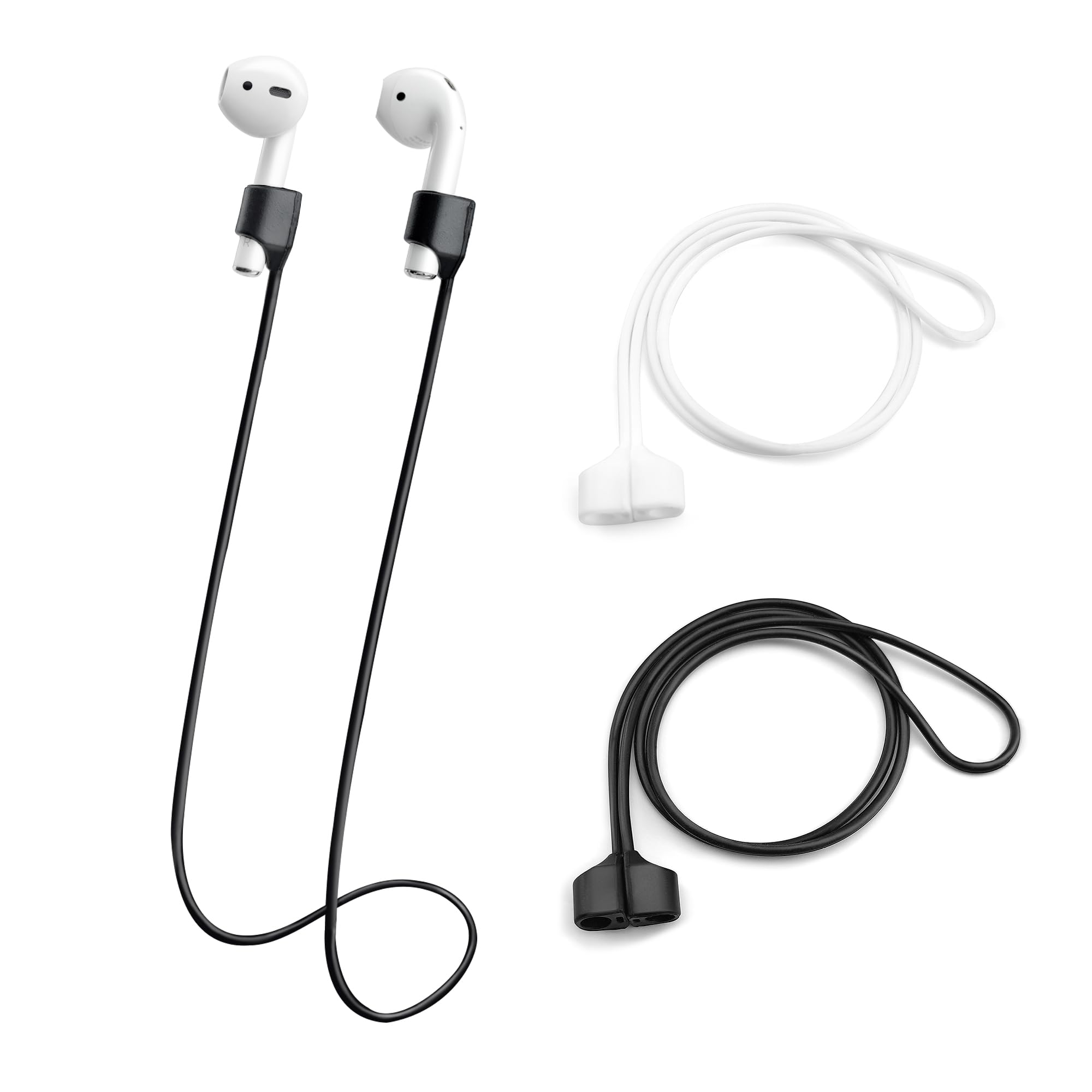 Photo 1 of BlingKingdom 2 PCS Magnetic Anti-Lost Straps Soft Silicone Wireless Earbud Lanyards for Sports Running (Black and White)