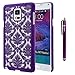 Galaxy Note 4 Case, Style4U Galaxy Note 4 [Purple] Flower Damask Design Slim Fit Case Cover for Samsung Galaxy Note 4 with 1 Stylus and 1 HD Clear Screen Protector [Purple]