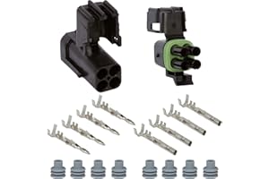 3 Sets of CustomConnectorKits Genuine Delphi (Aptiv) Weather Pack Single Assembly Kits (14-16 AWG, 4 Way Square)