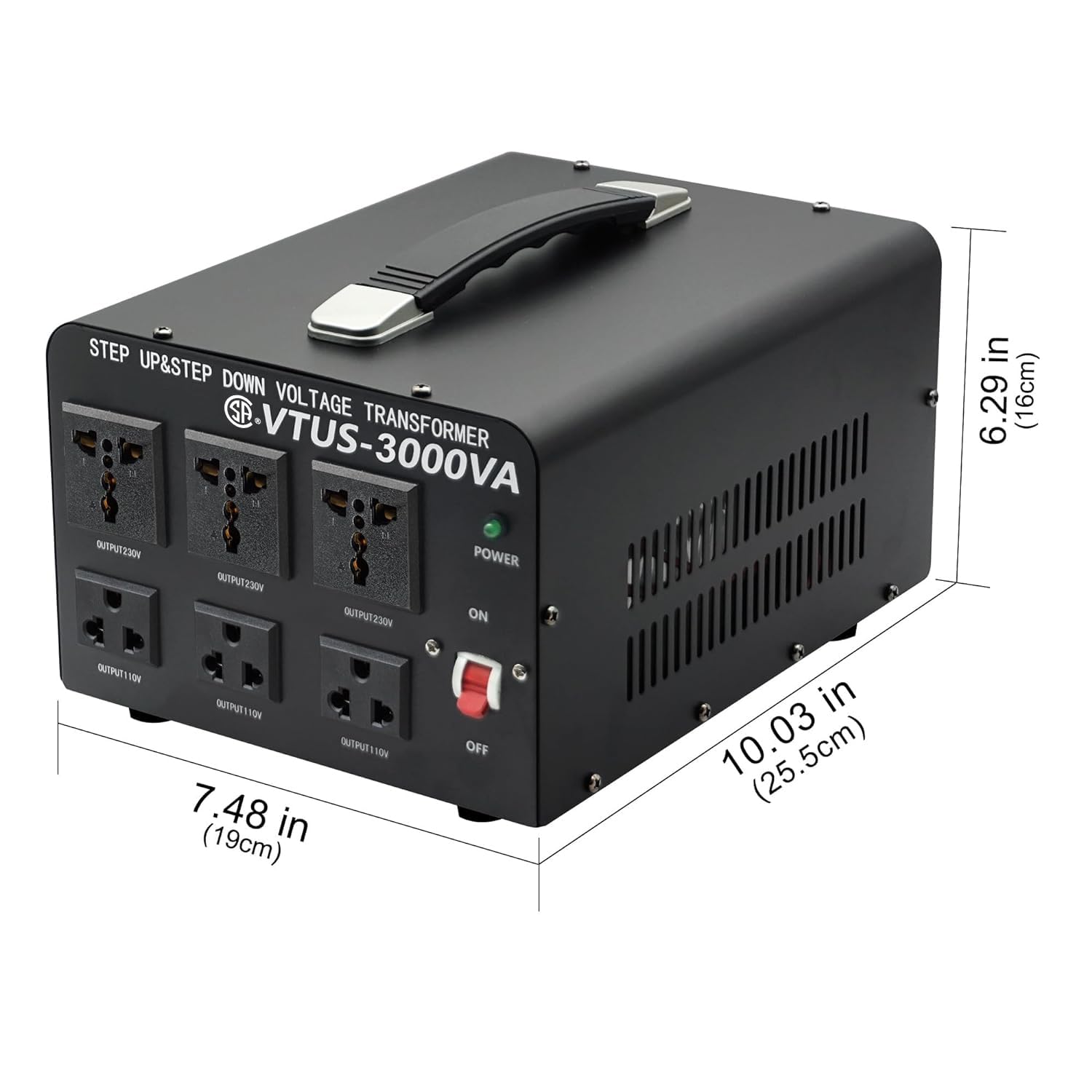 Voltage Transformer Converter 3000 Watt Step Up/Down Convert from 110-120 Volt to 220-240 Volt and from 220-240 Volt to 110-120 Volt with 3 US Outlets, 3 Universal Outlets