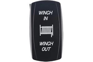 LED Rocker Winch IN OUT Switch 7 Pin Momentary Type Suitable for UTV Truck and Boat Use DC 12V 20A or DC 24V 10A with ABS Mat