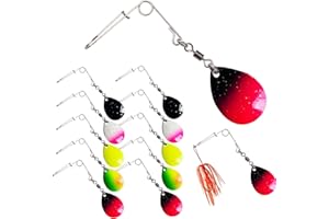 ILURE 10 Pack Beetle Spin Fishing Lures Fishing Spinnerbait Wire Spinner Blades Smooth Nickel Spoons Rigs Spinnerbait Wire Spinner Shaft Bass Bearing Swivels Umbrella Skirts for Fishing Jigs beetle spin fis