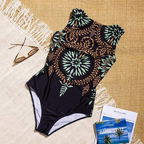 ZLULU Bikini Summer Women'S Seaside Slings Brass Halter Swimsuit Beach Siamese Black Fashion Print Skinny Bikini Set