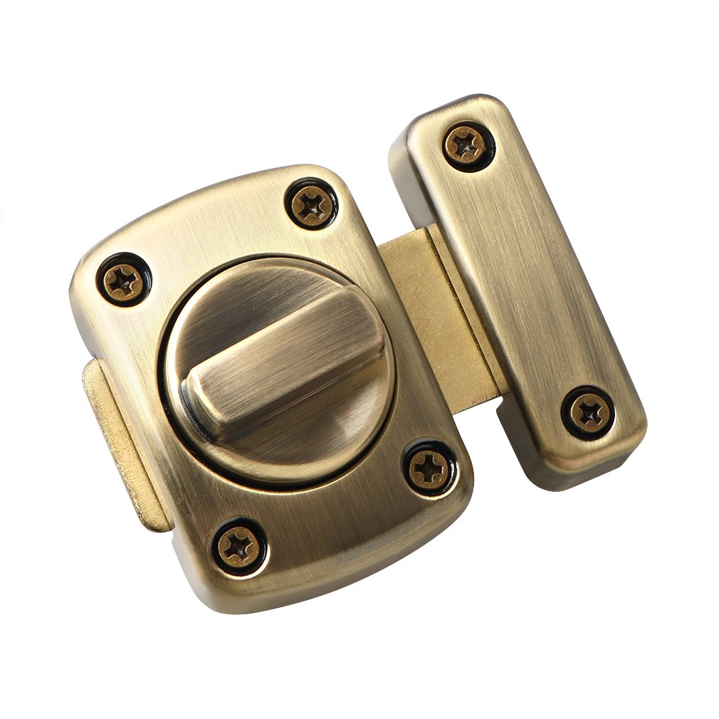 Sayayo Bathroom Latch Rotate Bolt Gate Latch Door Lock, Antique Bronze Finish, 55x56MM, EMS220U-Q