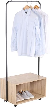 Woltu Heavy Duty Clothes Rail On Wheels Thick Metal Coat Rack With