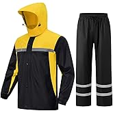 ProHydra Mens Rain Suits with Air Vents Reflective Waterproof Rain Gear Breathable Jacket Pants for Work Golf Fishing Hiking