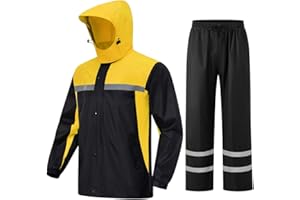 ProHydra Mens Rain Suits with Air Vents Reflective Waterproof Rain Gear Breathable Jacket Pants for Work Golf Fishing Hiking