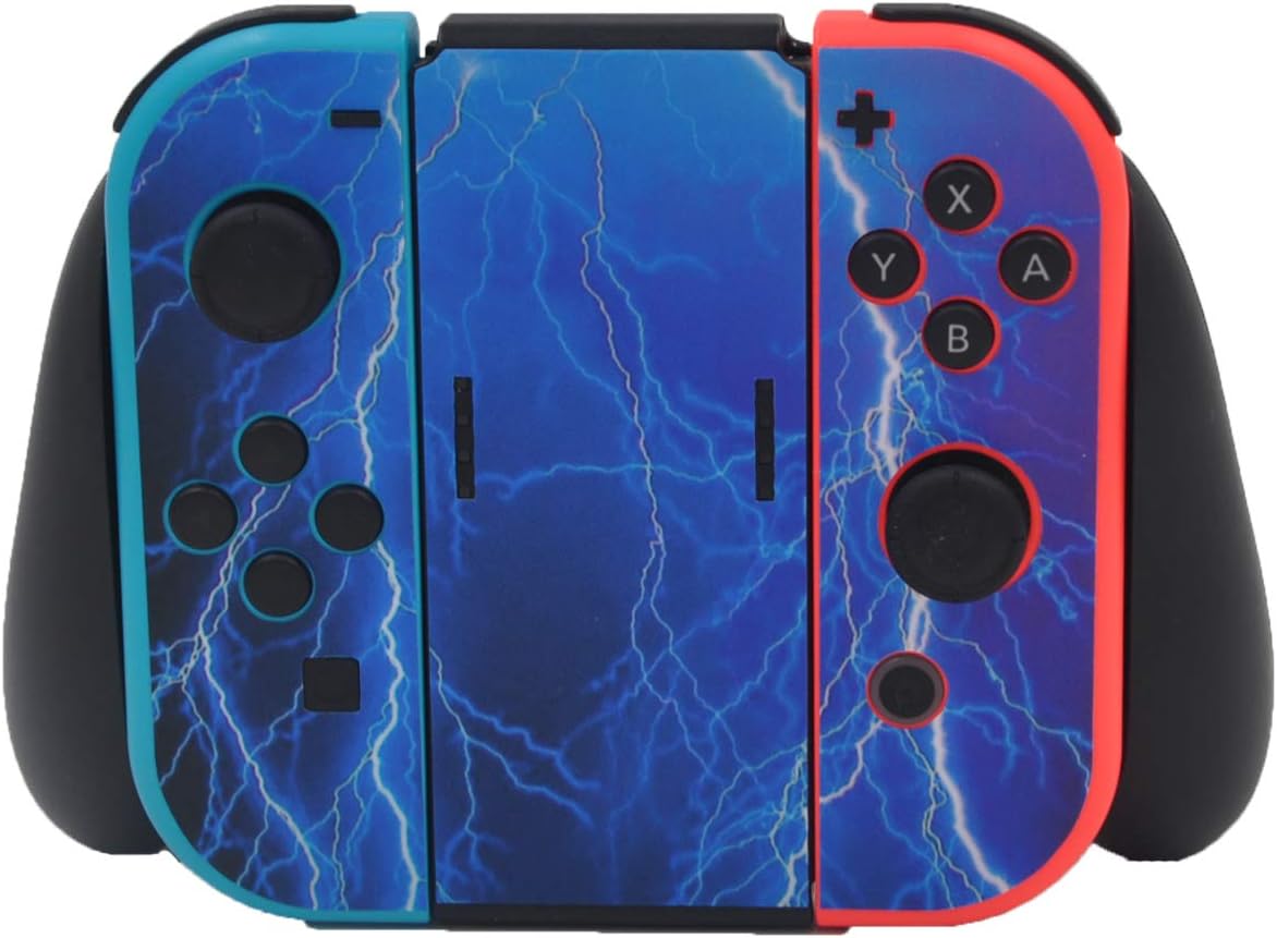 Taifond Decals Stickers Set Faceplate Skin +2Pcs Screen Protector for Nintendo Switch Console & Joy-Con Controller & Dock Protection Kit (Blue Lightning): Computers & Accessories