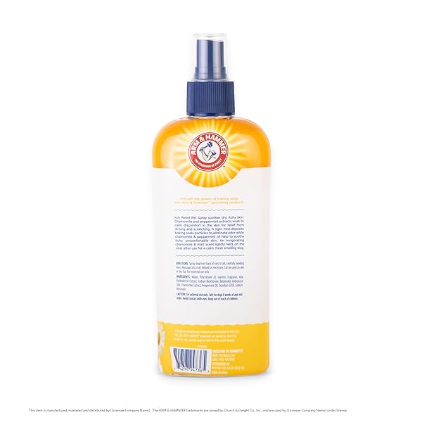 ARM & HAMMER FOR PETS ITCH RELIEF SPRAY FOR DOGS, SOOTHING DOG SKIN SPRAY TO HELP CALM ITCHY AND IRRITATED SKIN AND HOT SPOTS BETWEEN BATHS, CHAMOMILE & PEPPERMINT SCENT, 8 FL OZ