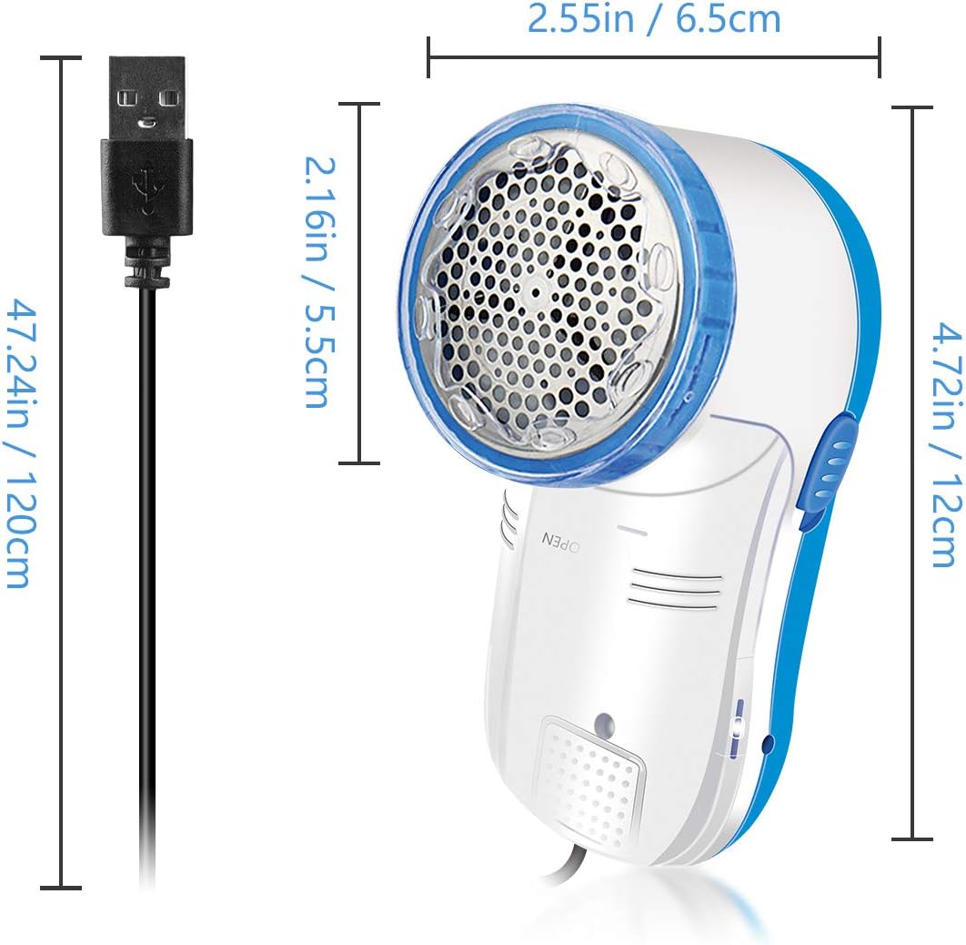 AW Union Fabric Shaver and Lint Remover, Corded Sweater Defuzzer with Electric USB Powered, Remove Fuzzs Pill and Bubble for Clothing, Fabrics, Furniture (1.8m Wire): Health & Personal Care