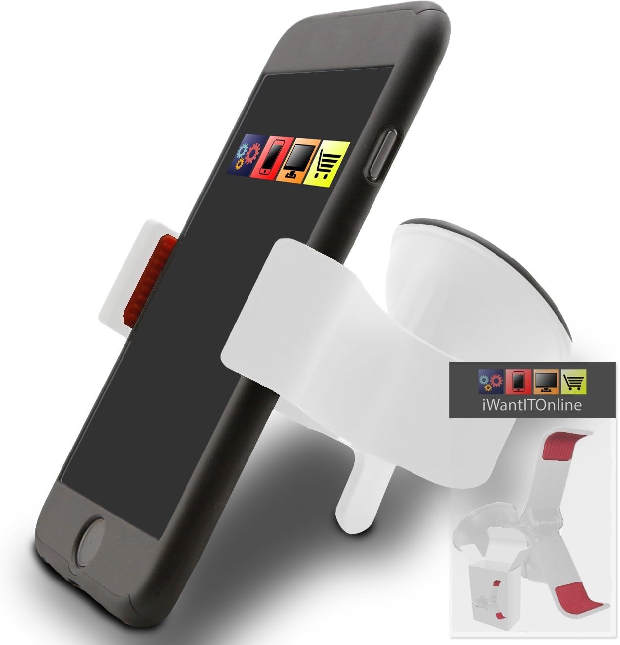 IWIO Sony Ericsson W950I White SuperClaw Multi-Directional Dashboard / Windscreen, Case Compatible (Use with or without your existing case!) Clip On Suction Mount In Car Holder