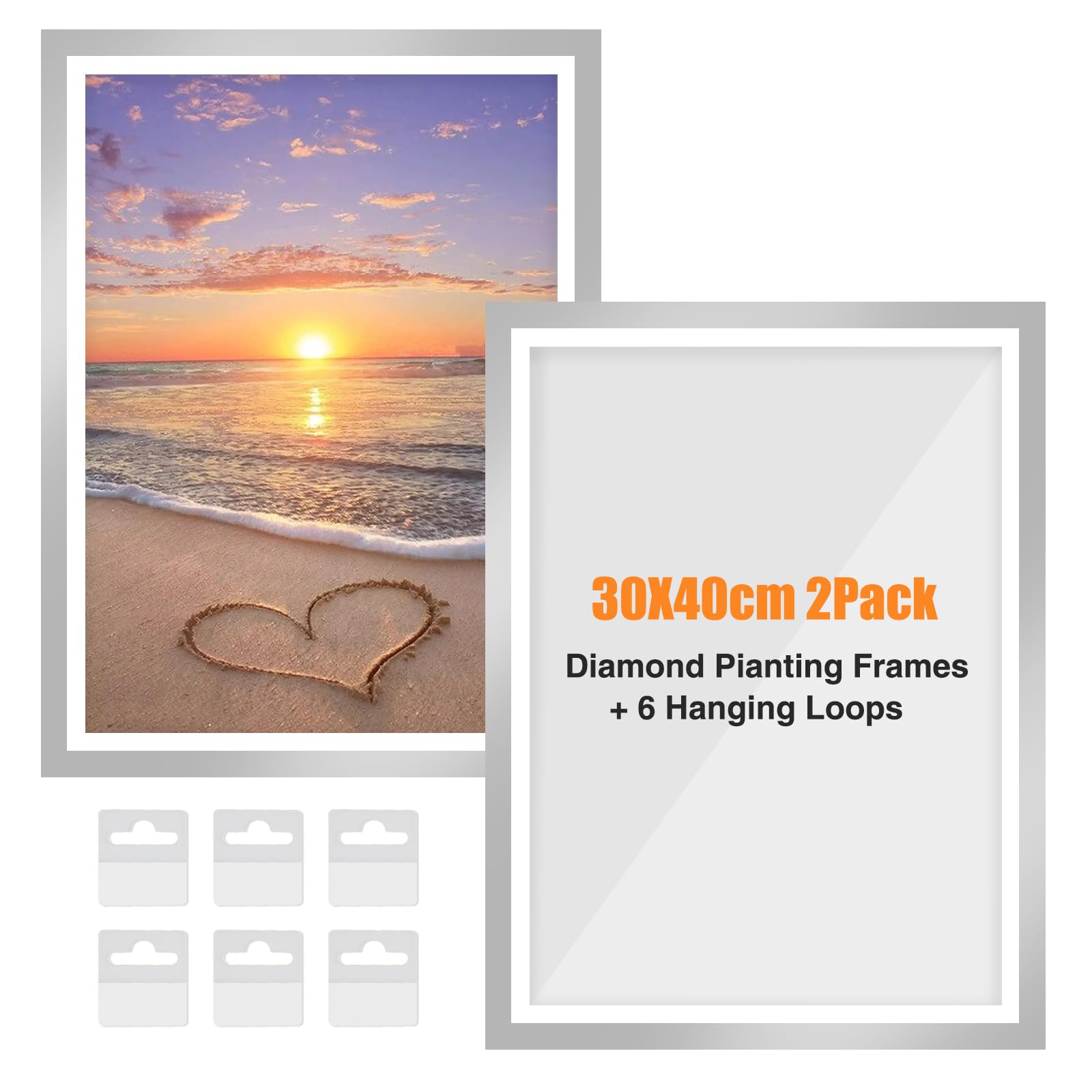 GHHKUD 2 Pack Diamond Painting Frames, Art Kits Frames for Painting Pictures (30x40 Silver) — image 1