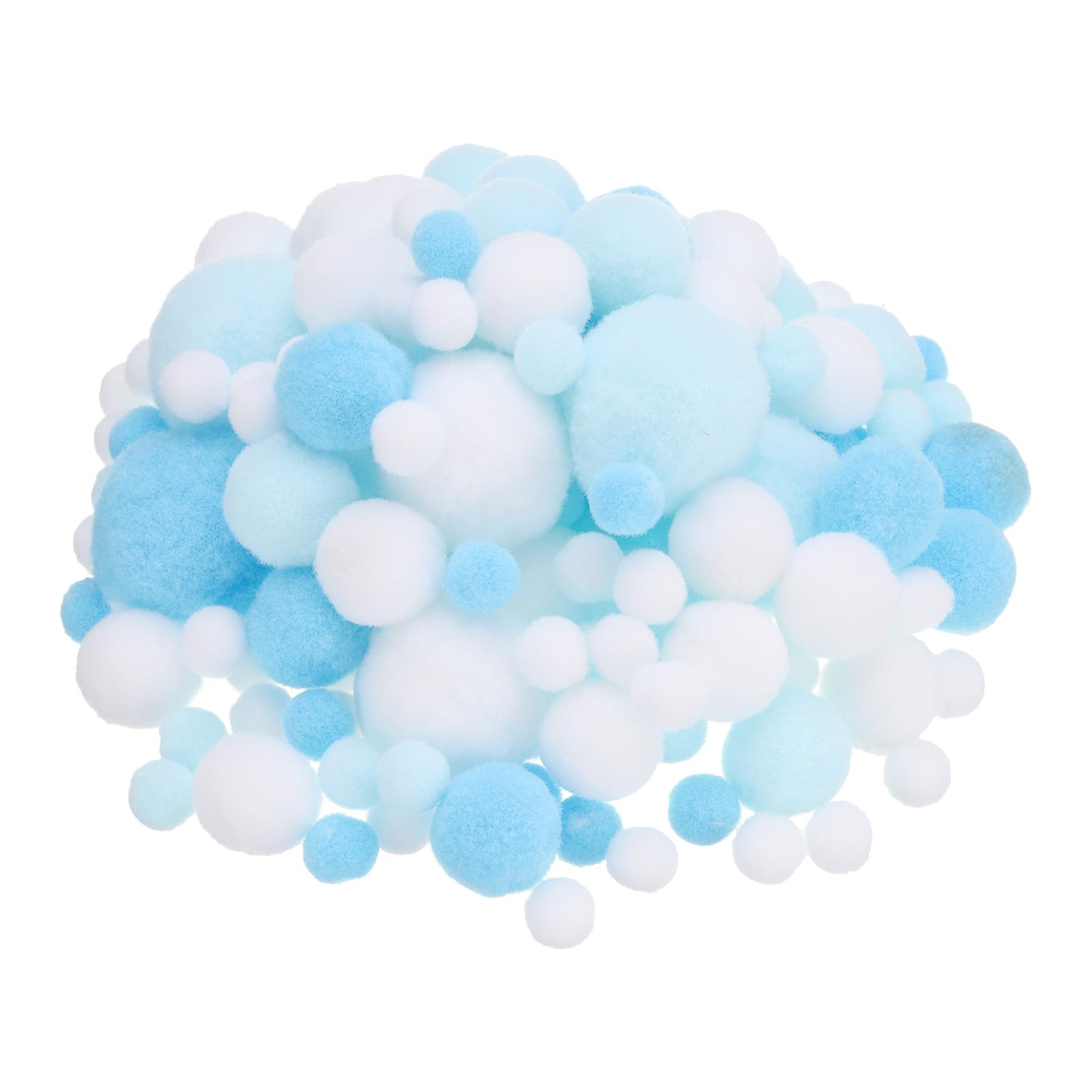 PATIKIL Assorted Size Pom Poms for Crafts, 130Pcs Fuzzy Pastel Pom Pom Balls for Art Supplies DIY Creative Craft Material Handicraft Decorations, Blue, White